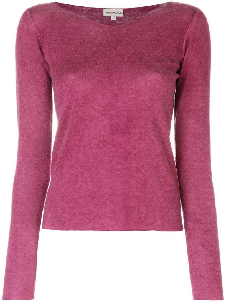 long sleeve V-neck knitted top