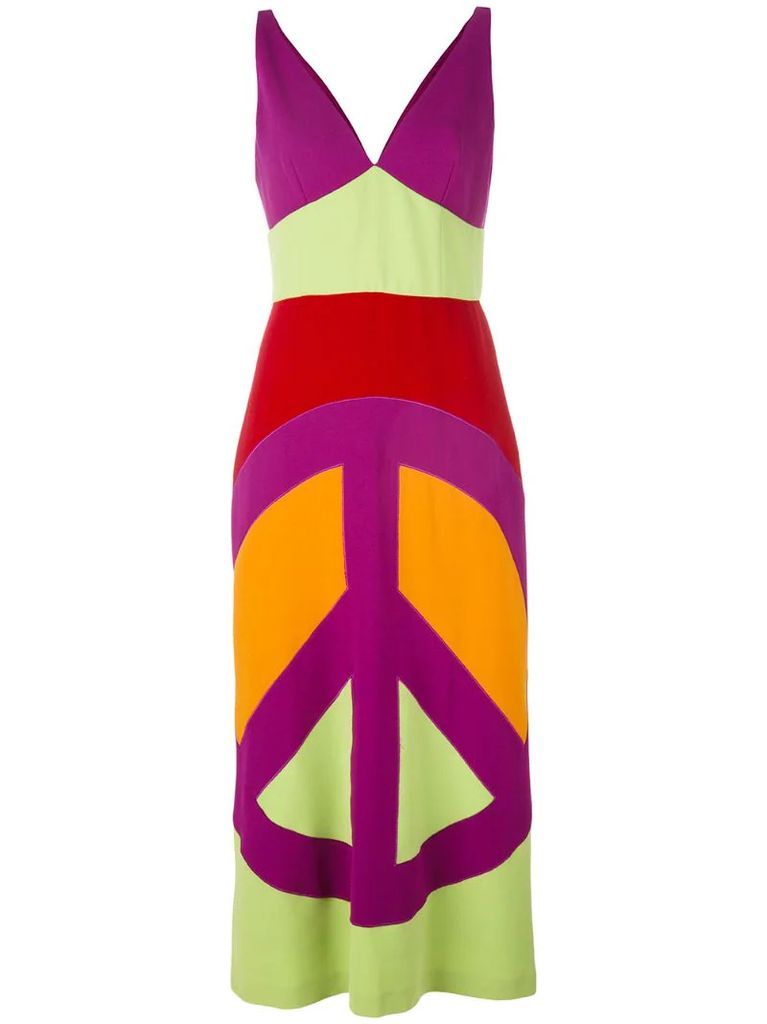 peace print maxi dress