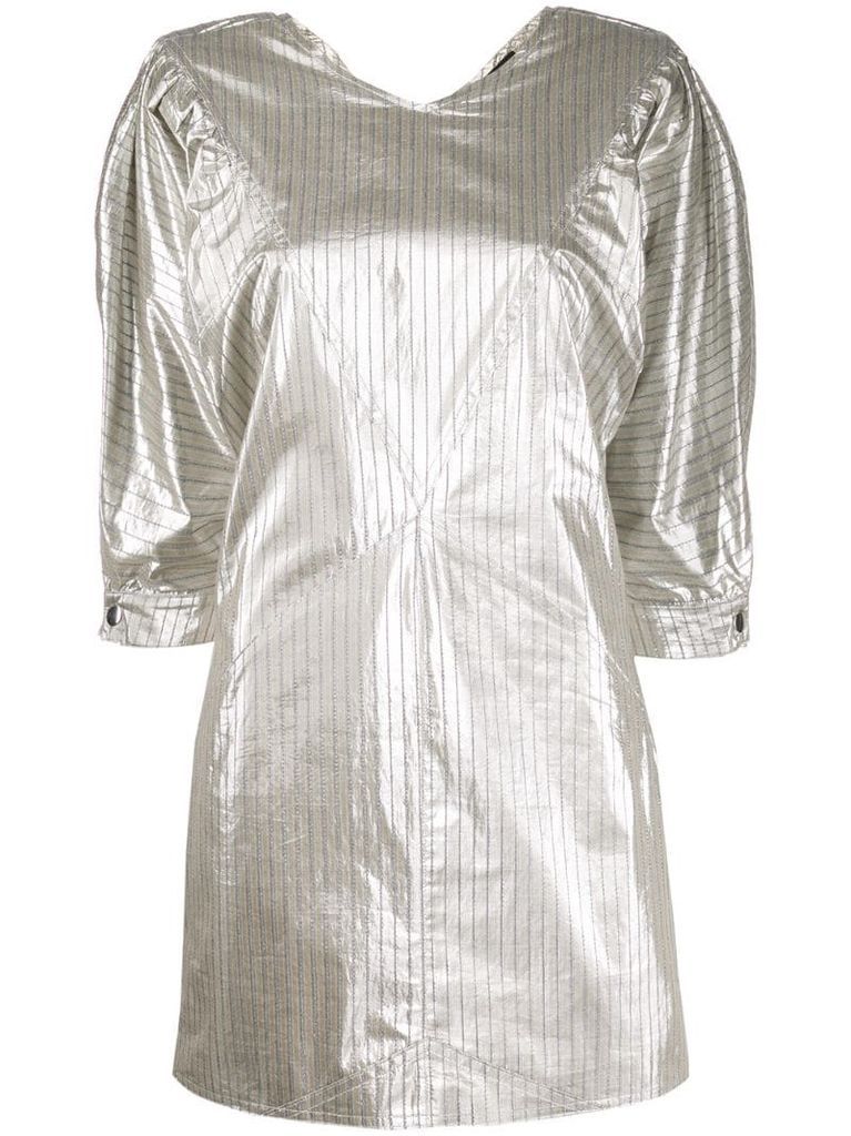 metallic pinstripe-print mini dress