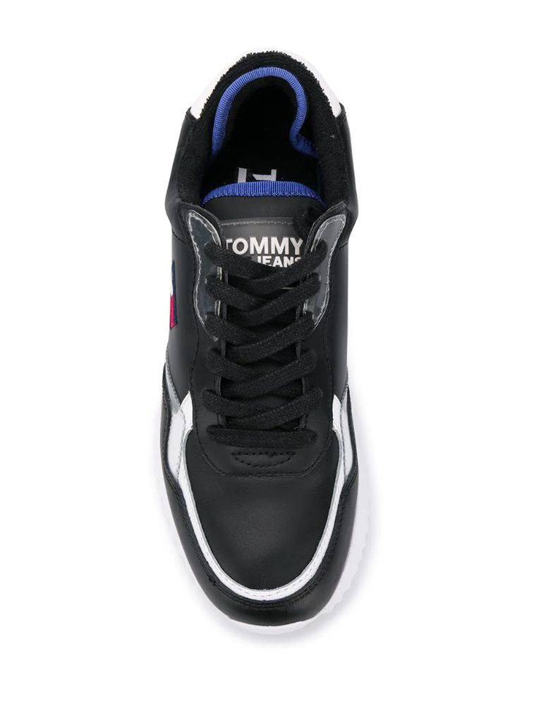 high cleated logo sneakers