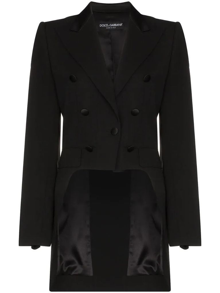 button embellished tailcoat blazer