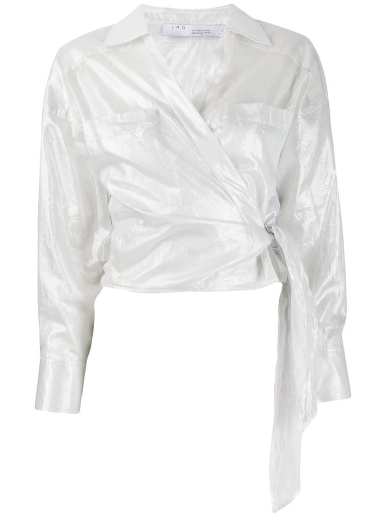 long-sleeve wrap blouse