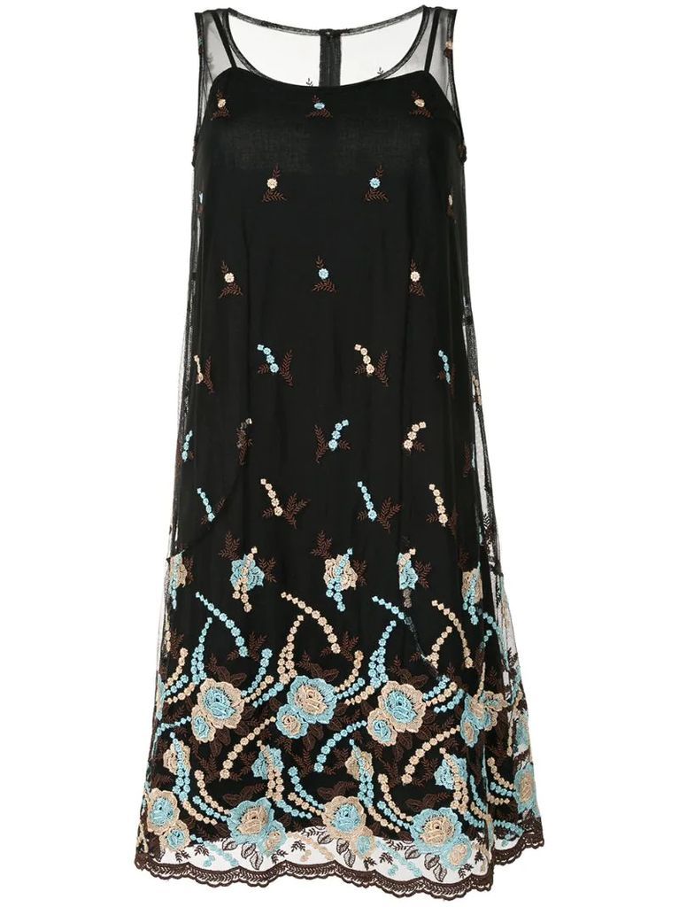 pre-owned floral embroidered sheer dress