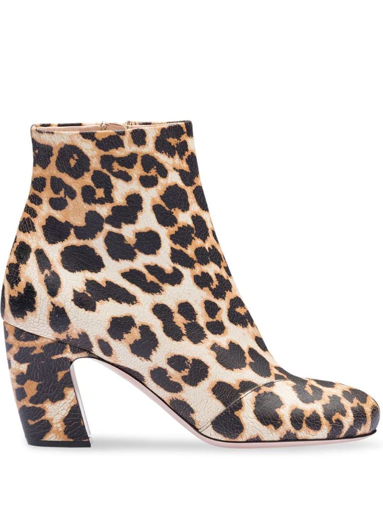 crackled leopard print boots