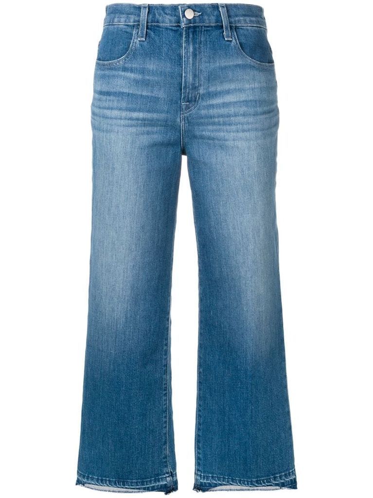 cropped unfinished hem jeans