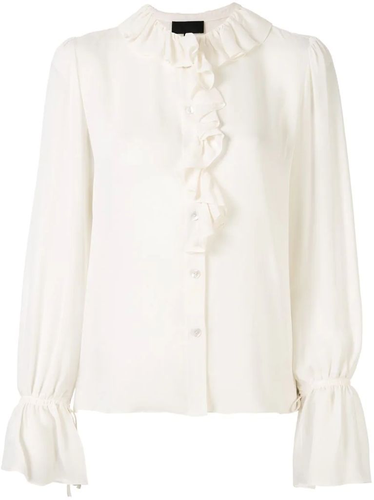 ruffle-trimmed chiffon blouse