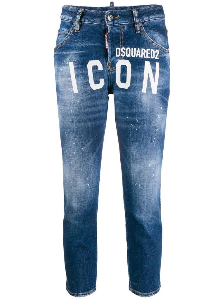 ICON logo cropped jeans