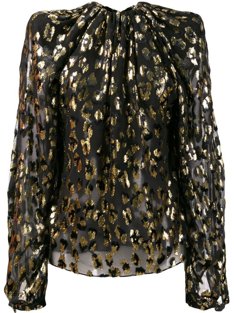 leopard detail structured blouse