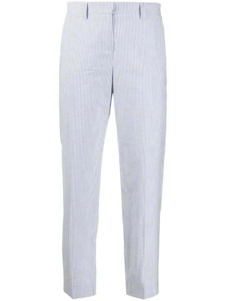 pinstriped slim-fit cropped trousers