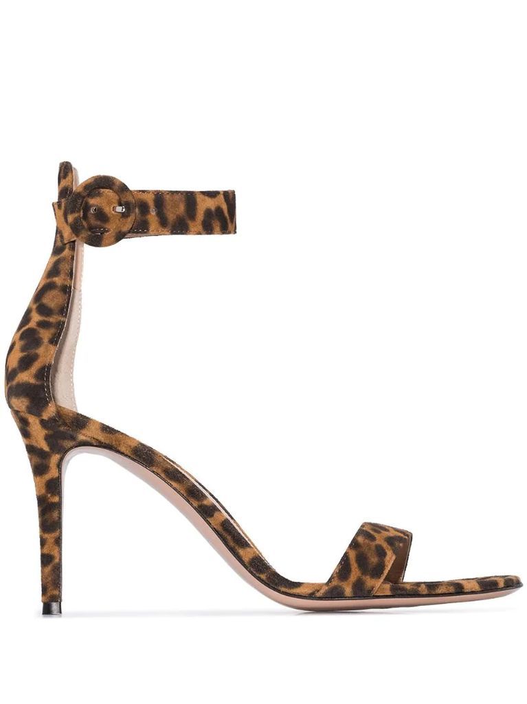 Portofino 105mm leopard-print suede sandals