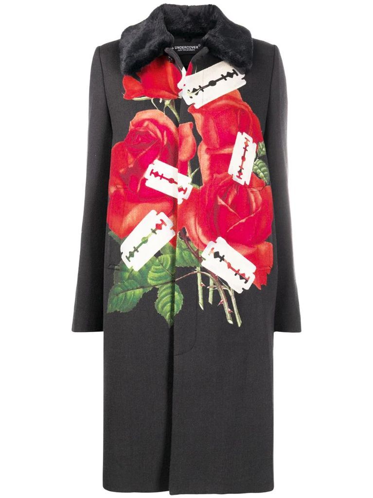 rose and razor print coat