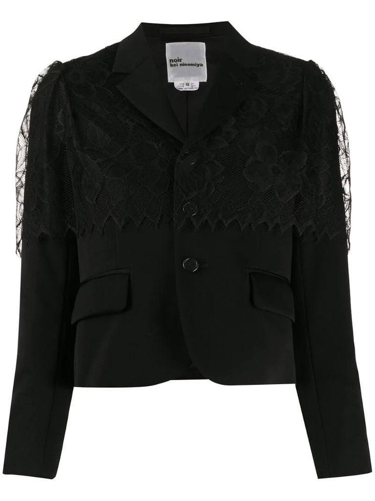 lace-overlay cropped jacket