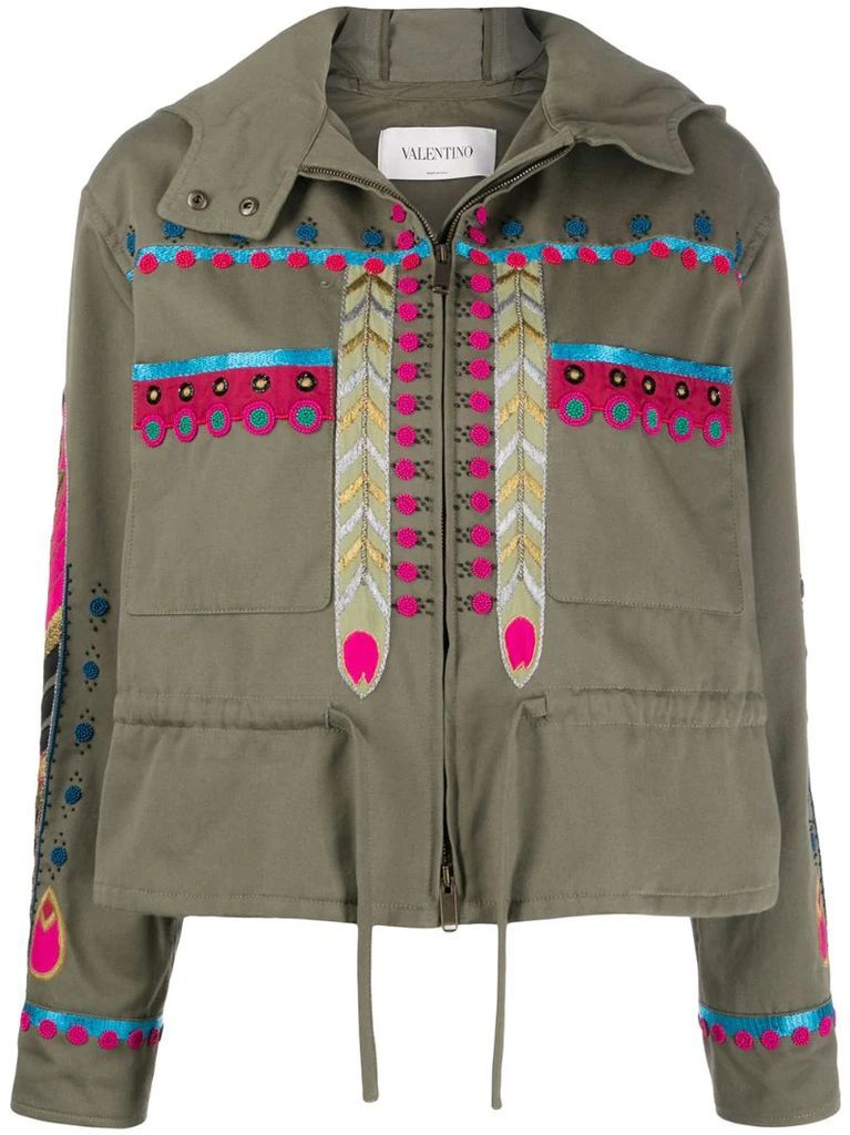 embroidered zip-up jacket