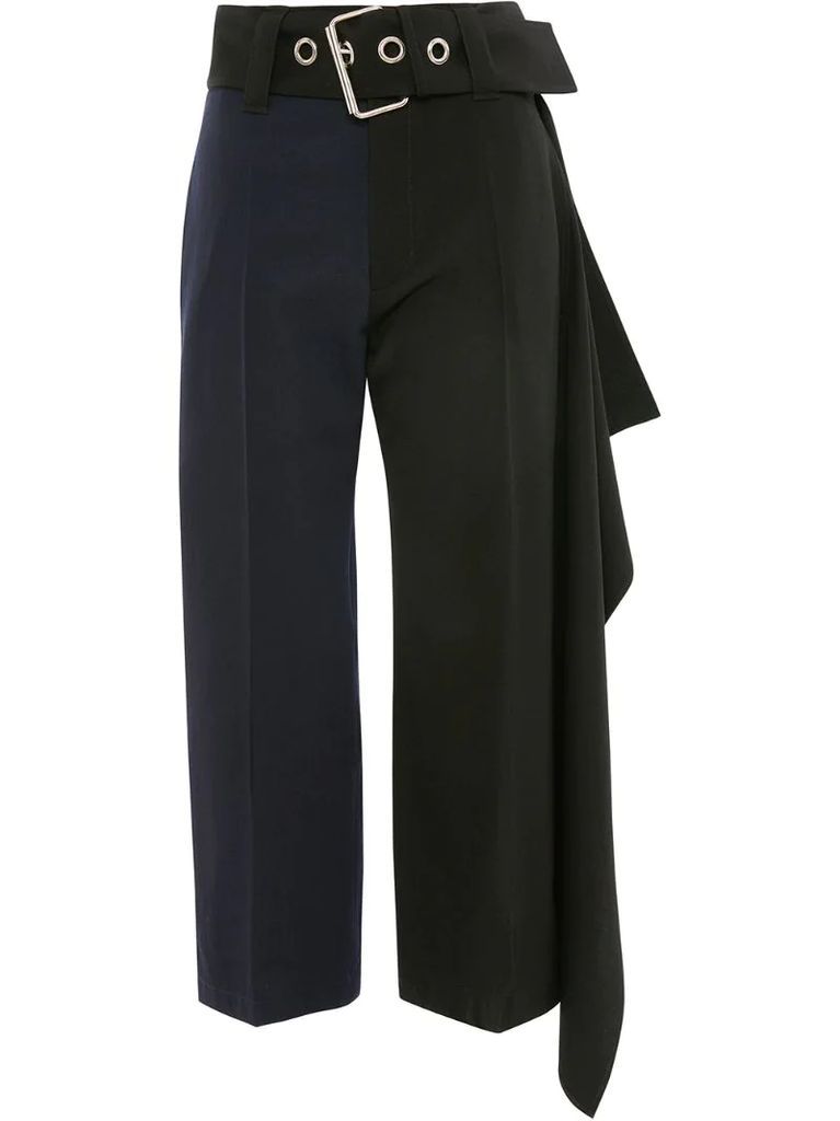 oversize belt cropped trousers