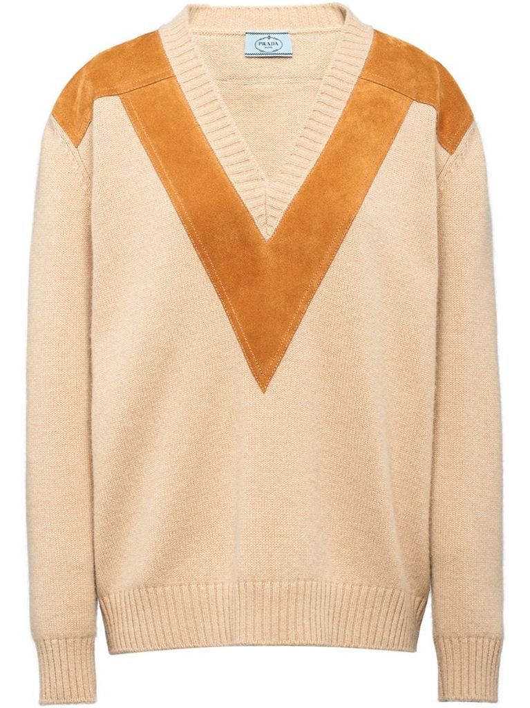 panelled knitted jumper