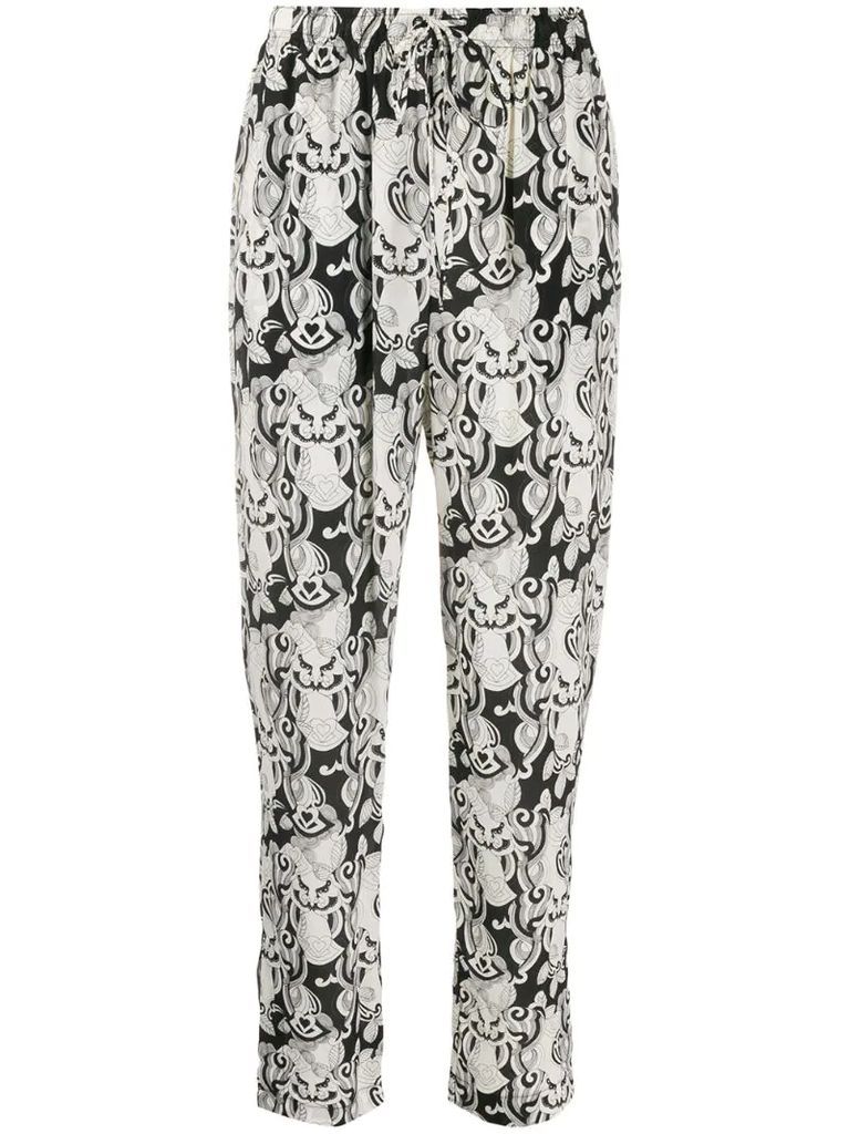 abstract print tapered trousers