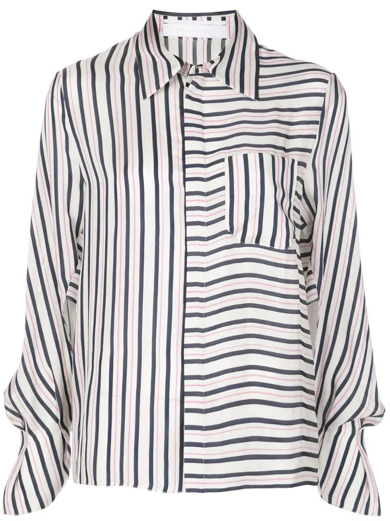 contrast striped long sleeve shirt