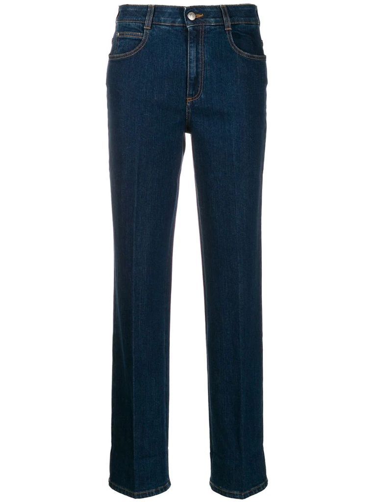 monogram-trim straight-leg jeans