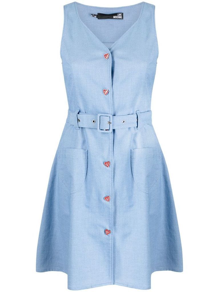 button-up sleeveless mini dress