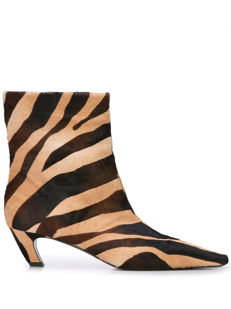 The Ankle zebra print boots