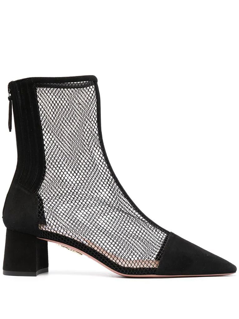 mesh panel low-heel boots