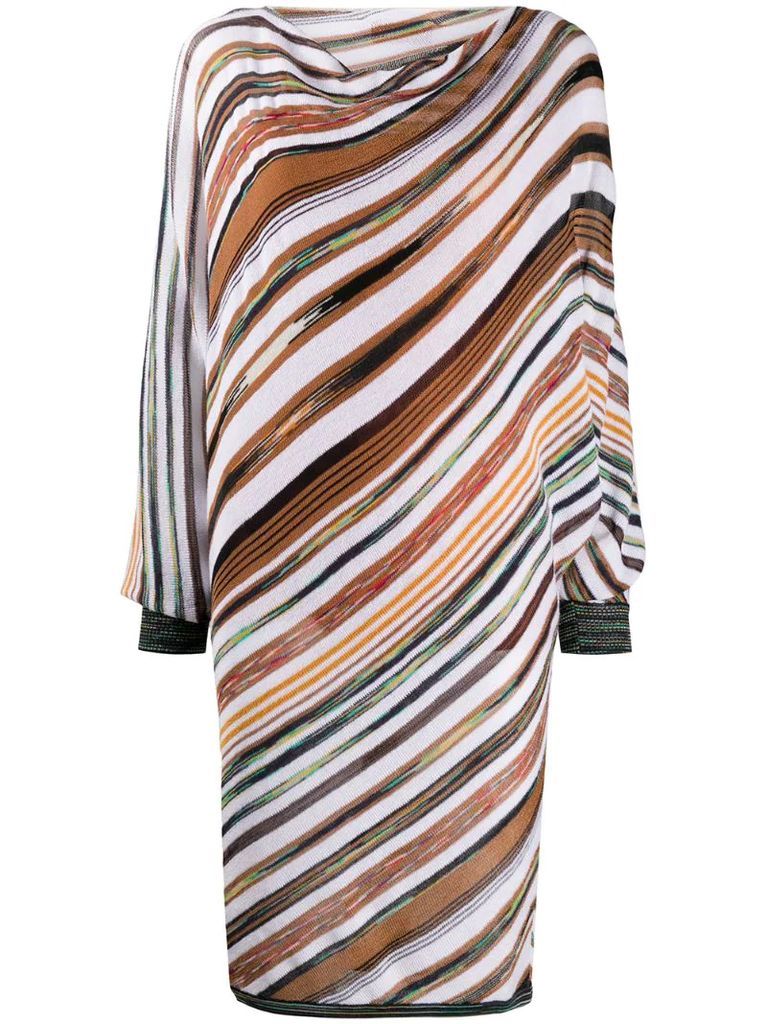diagonal stripe knit dress