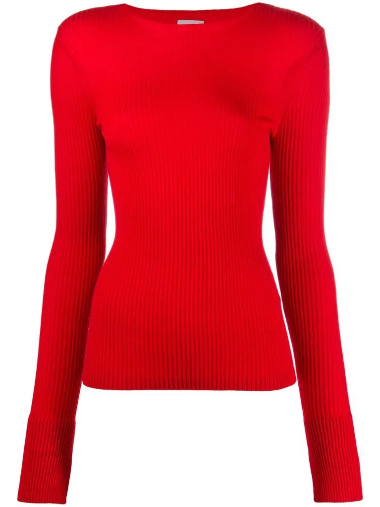 ribbed knit virgin wool jumper