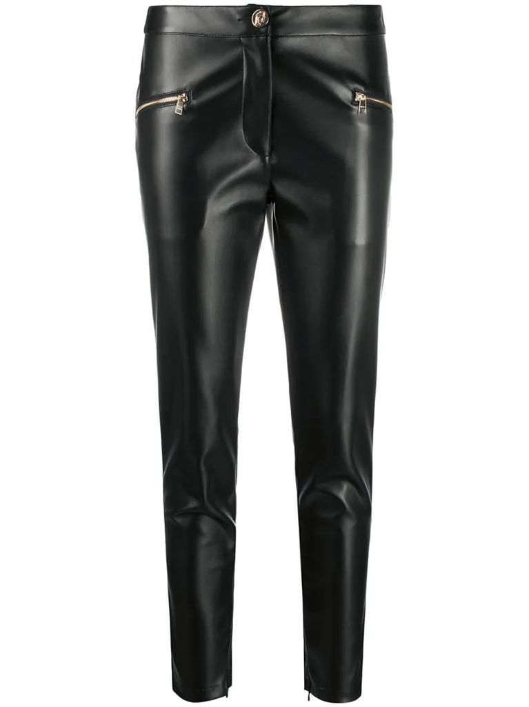 faux leather skinny-fit trousers