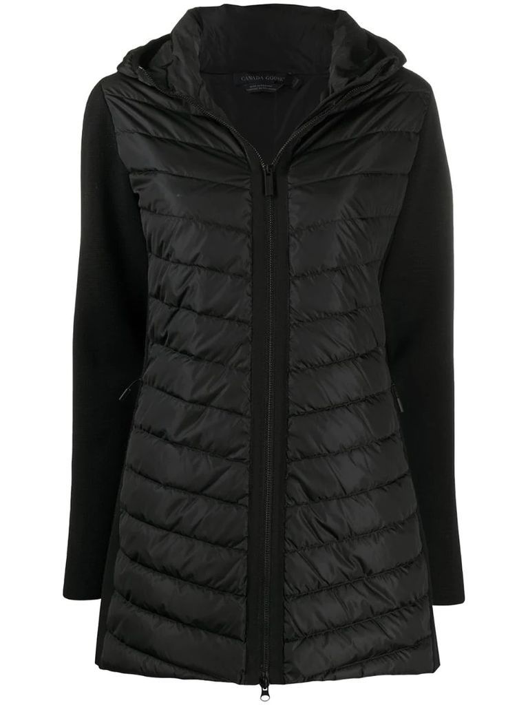padded-panel hooded coat