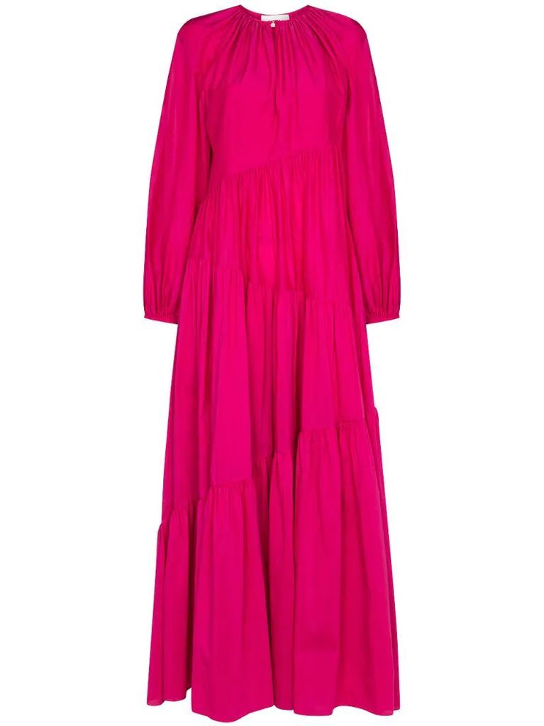 long-sleeves tiered maxi dress