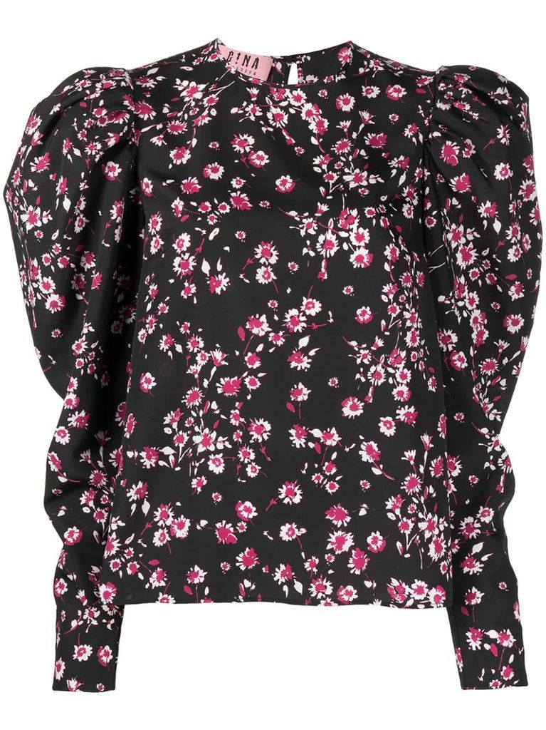 floral-print puff-sleeve blouse