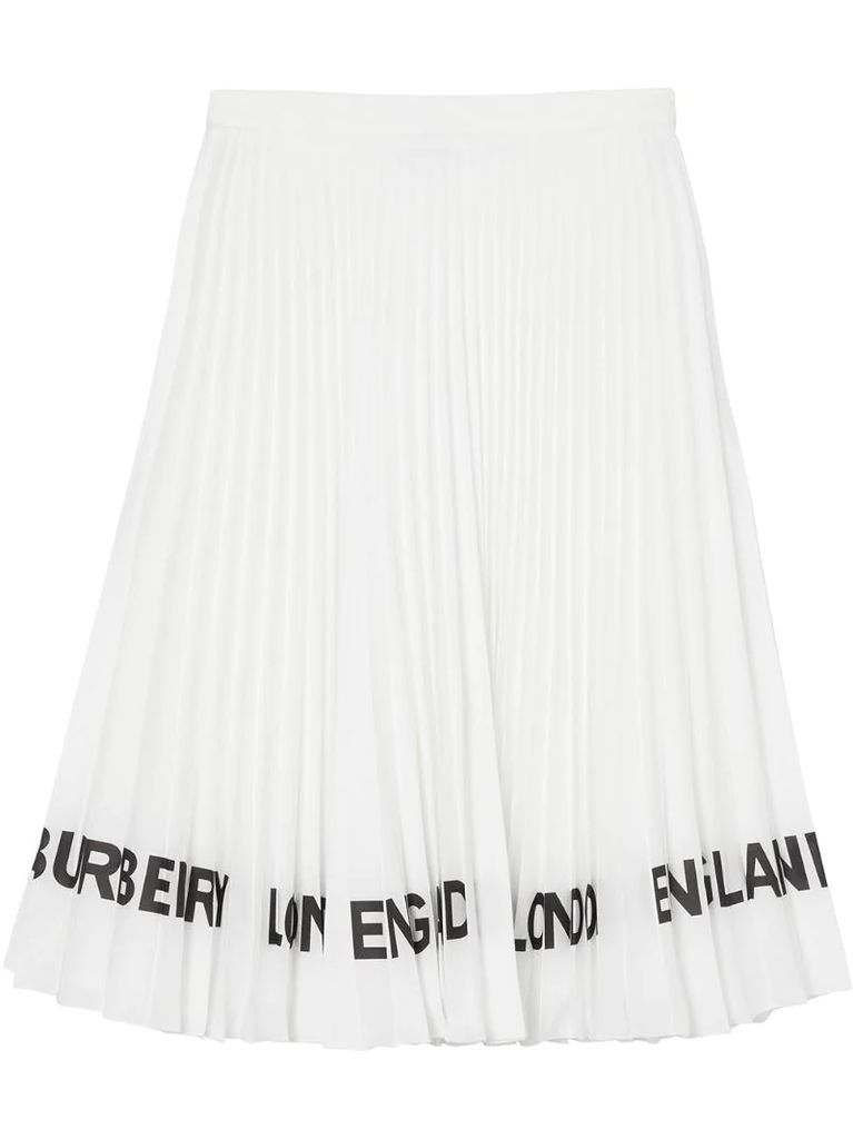 logo-print pleated skirt