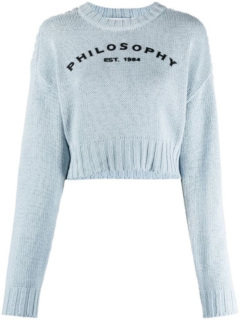 embroidered-logo cropped jumper