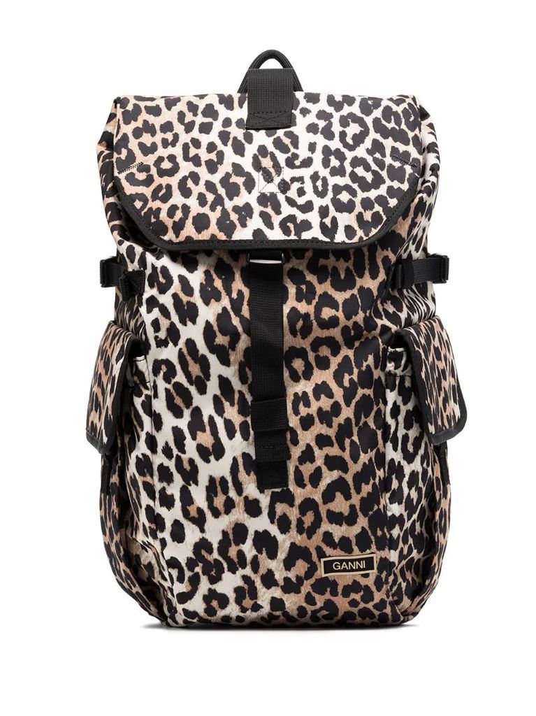 Brown Leopard Print Backpack