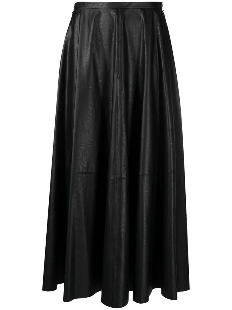 artificial leather maxi skirt