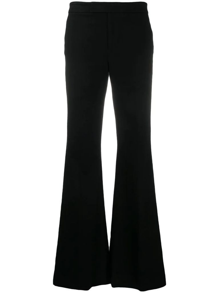 low-rise flared trousers