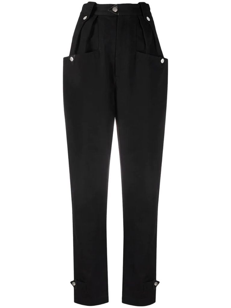high-waisted tapered cotton trousers