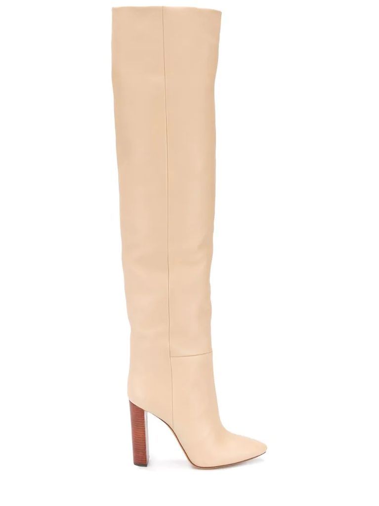 thigh-high pointed toe boots