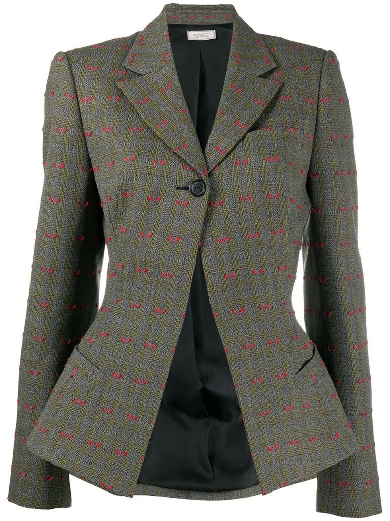 woven check blazer