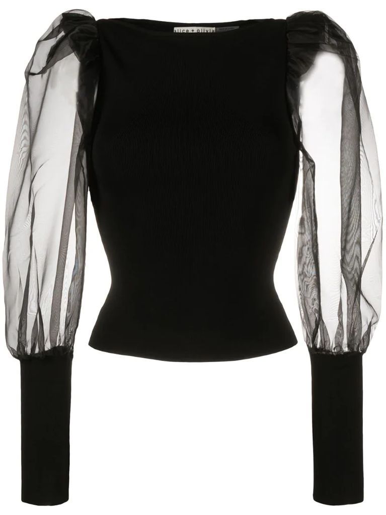 Abella sheer-sleeves top