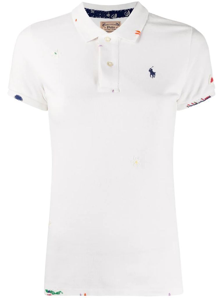 contrast-stitch short sleeved polo shirt