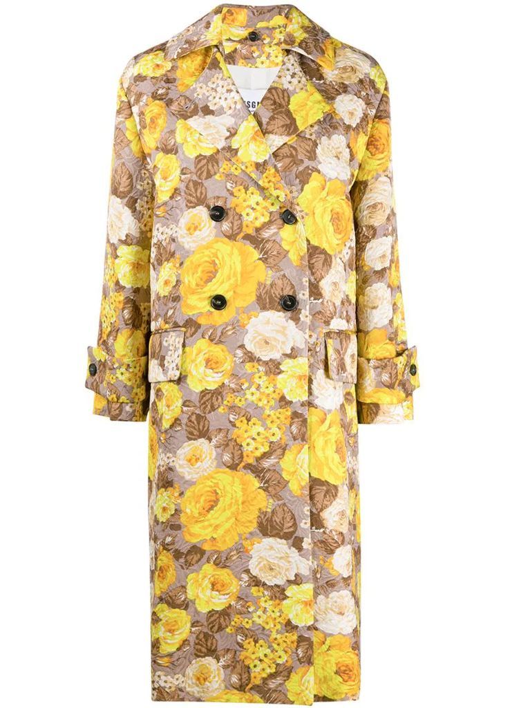 floral pattern trench coat