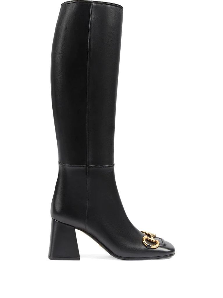 Horsebit-embellished knee-high boots