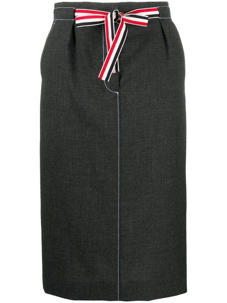 tie-waist wool skirt
