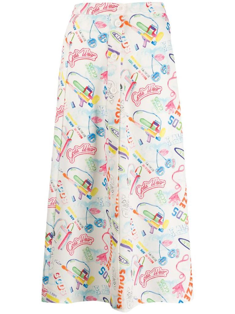 90's print A-line skirt