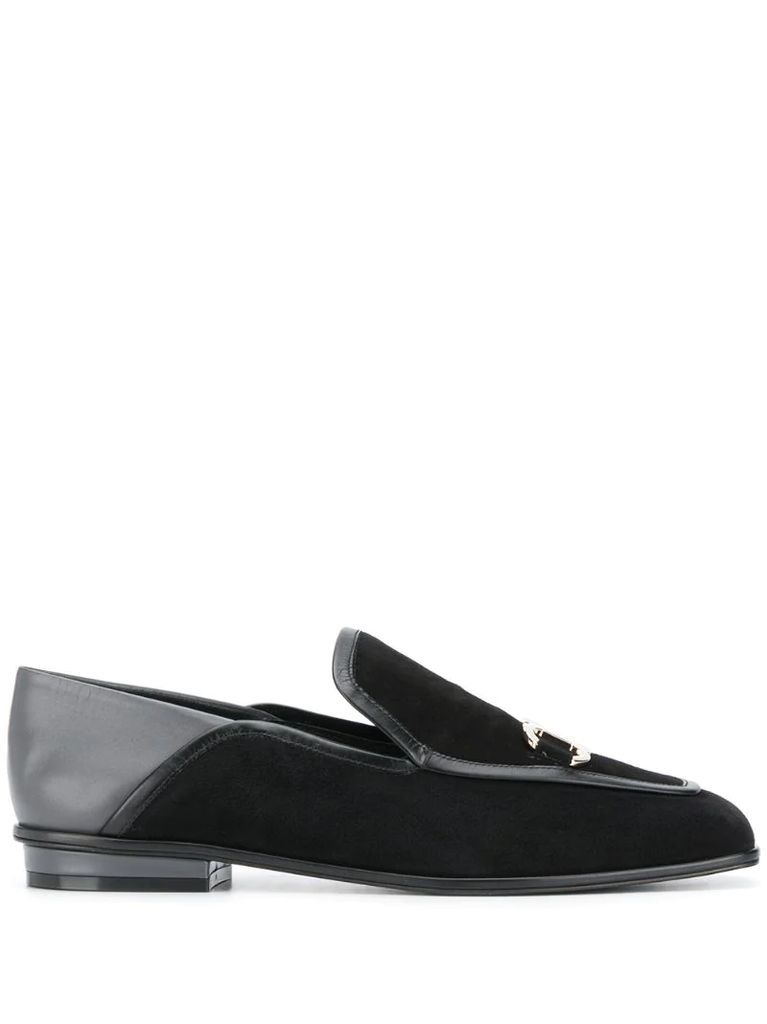 Gancini suede loafers