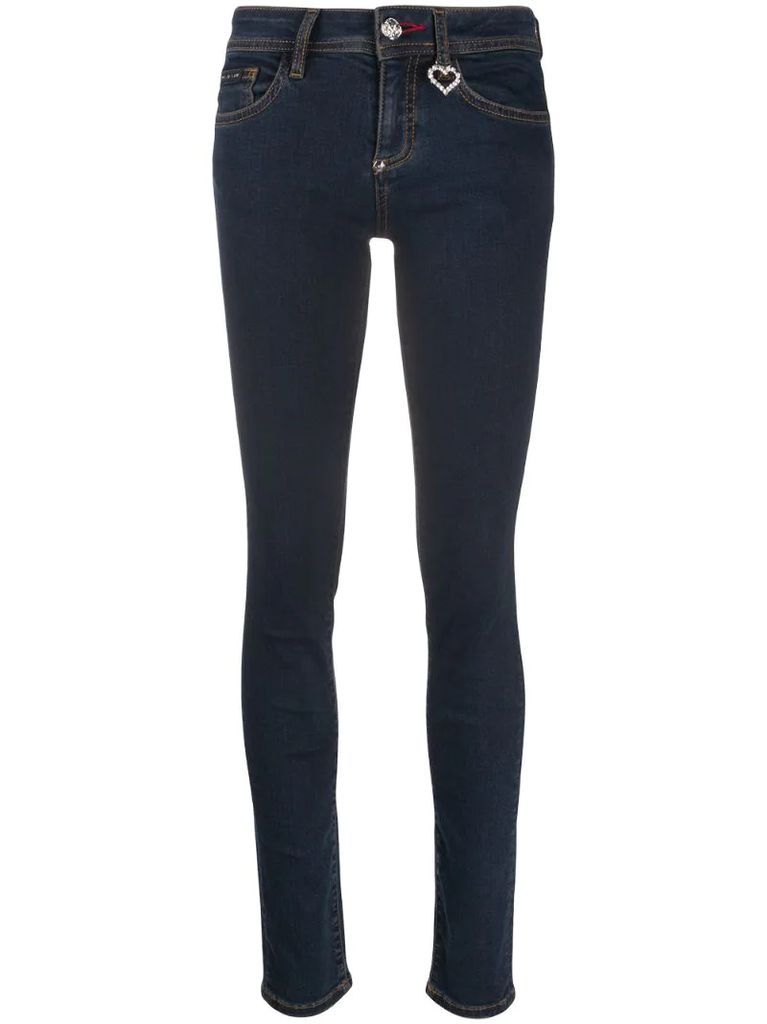 high rise slim-fit jeans