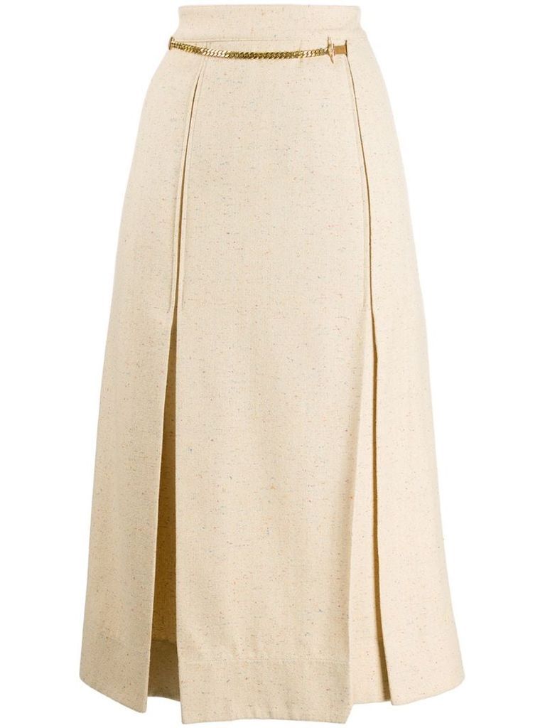 chain detail pleated skirt