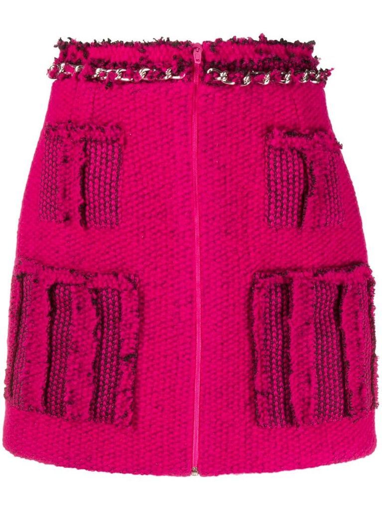 frayed knitted mini skirt