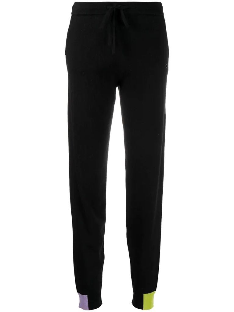 contrasting panel knitted track pants